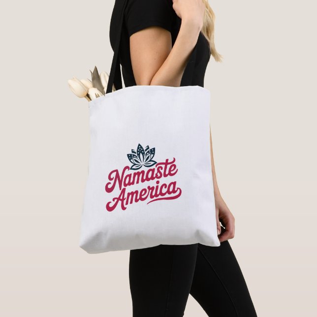 Namaste America Yoga Tote Bag Tygkasse (Närbild)