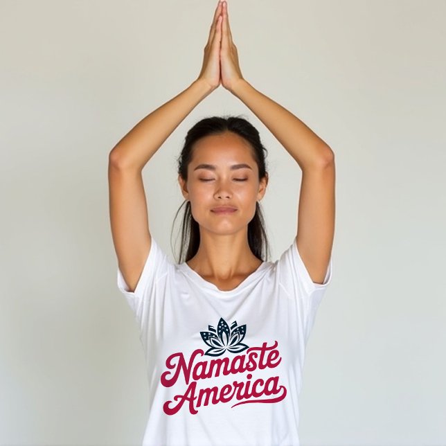 Namaste Amerika Yoga Patriotic T Shirt (Skapare uppladdad)