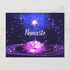 Namaste Andlig Lila Crystal Lotus Stars Vykort