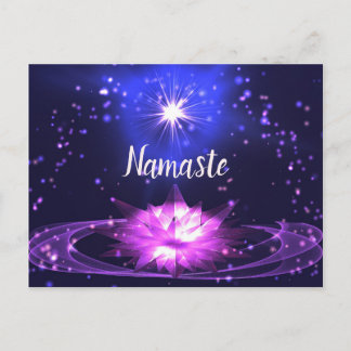 Namaste Andlig Lila Crystal Lotus Stars Vykort