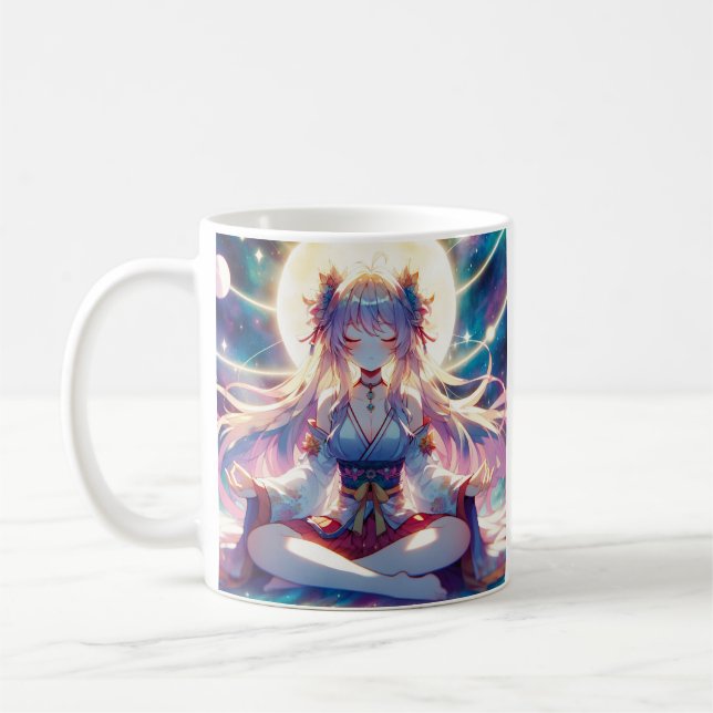Namaste Anime Girl Meditating Kaffemugg (Vänster)