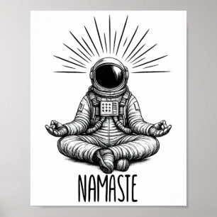 Namaste Astronaut Yoga Meditation Utrymme Yoga Pos Poster