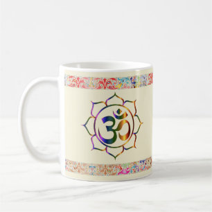 Namaste Aum Om Lotus med Rainbow Vintage Gräns C Kaffemugg