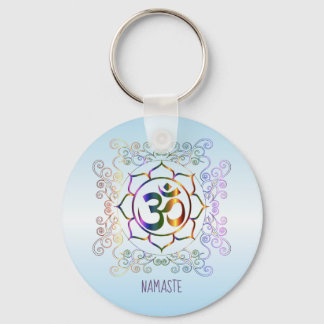 Namaste Aum (Om) Lotus Prismatic Ornamental Nyckelring