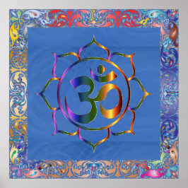 Namaste Aum Om och Lotus med Rainbow Vintage Gräns Poster