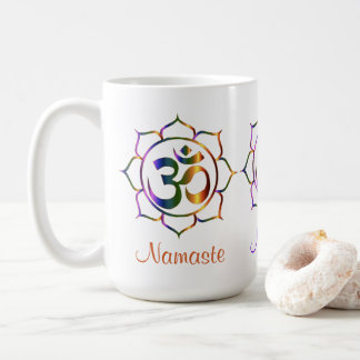 Namaste Aum Om och Lotus prismatiska regnbåge Kaffemugg
