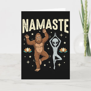 Namaste Bigfoot Alien Yoga Andlig Lance Lotus F Kort