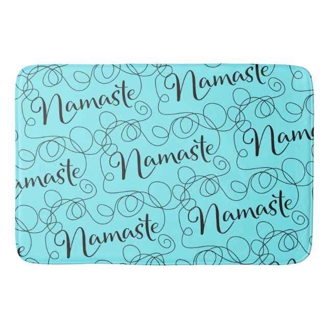 NAMASTE Black seamless mönster med LINJER Badrumsmatta (Framsidan)
