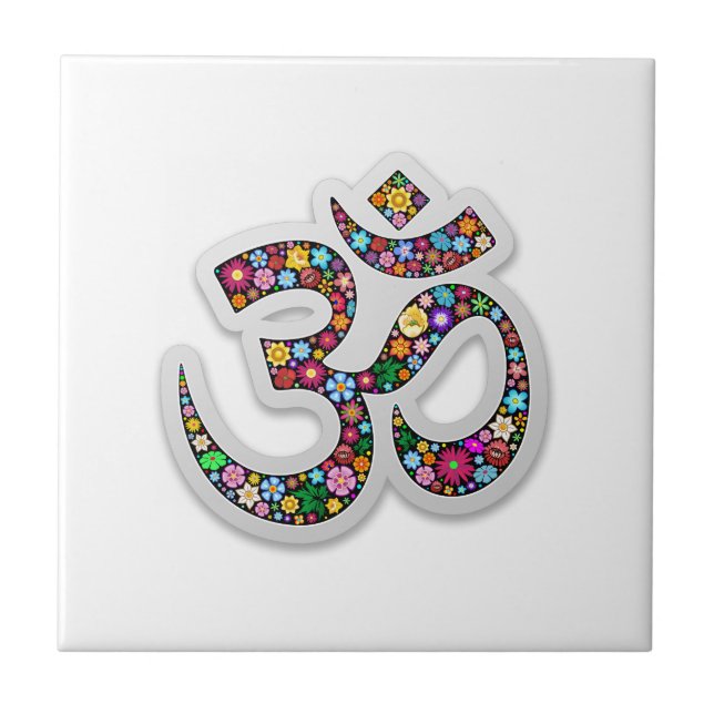 Namaste Blommig Symbol Konst Kakelplatta (Framsidan)