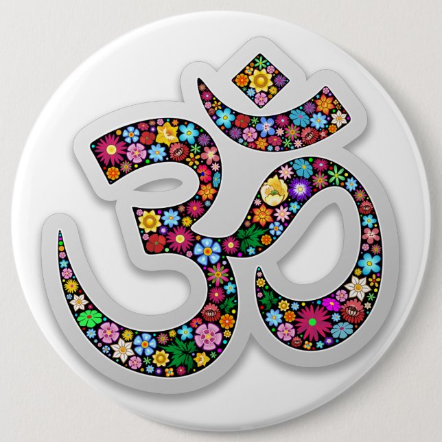 Namaste Blommig Symbol Konst Knapp (Framsida)