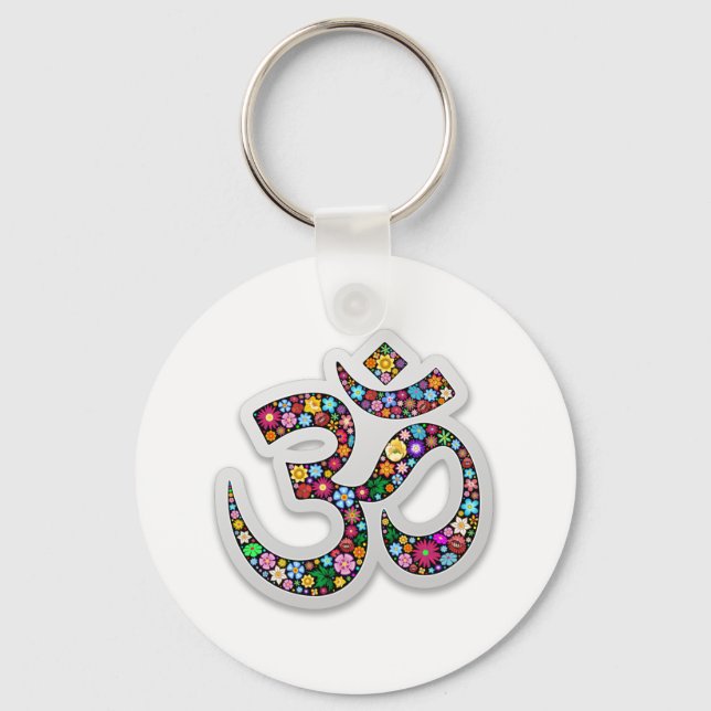 Namaste Blommig Symbol Konst Nyckelring (Framsida)