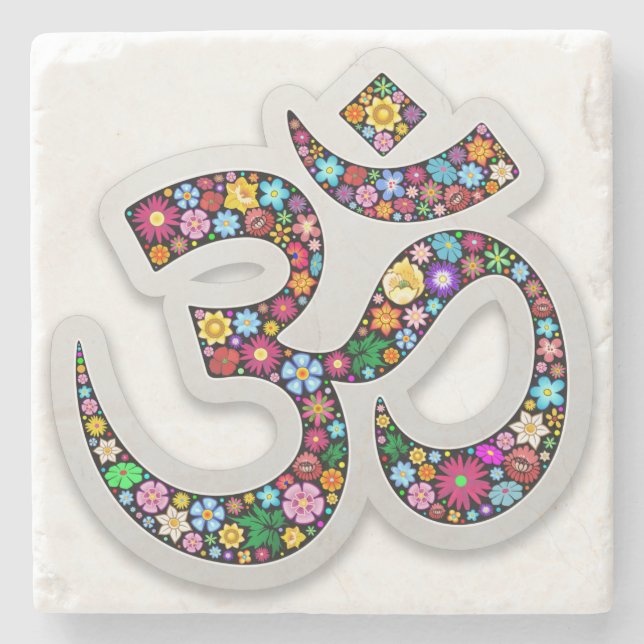 Namaste Blommig Symbol Konst Stenunderlägg (Framsidan)
