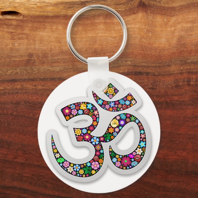 Namaste Blommigt Yoga-symbol Nyckelring (Framsida)