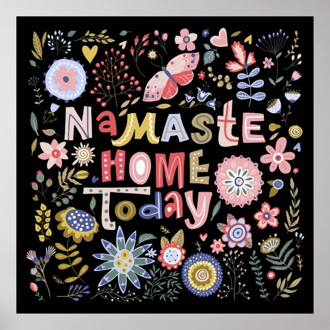 Namaste Blommigten Home Today Folk Art Poster (Framsidan)