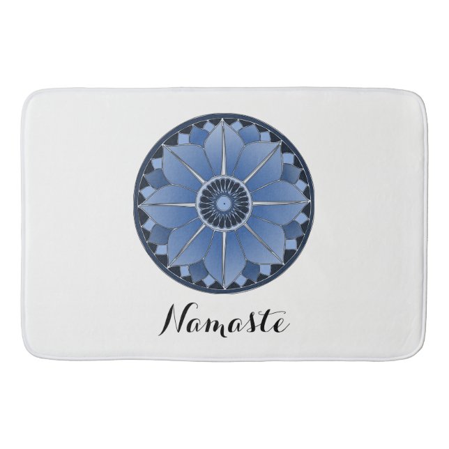 NAMASTE Blue Flower Andlig Lotus Mandala Badrumsmatta (Framsidan)