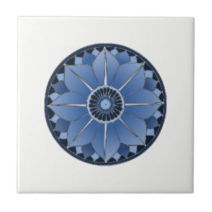 NAMASTE Blue Flower Andlig Lotus Mandala Kakelplatta