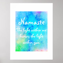 Namaste Blue Grönt Meditation Yoga Watercolor Poster