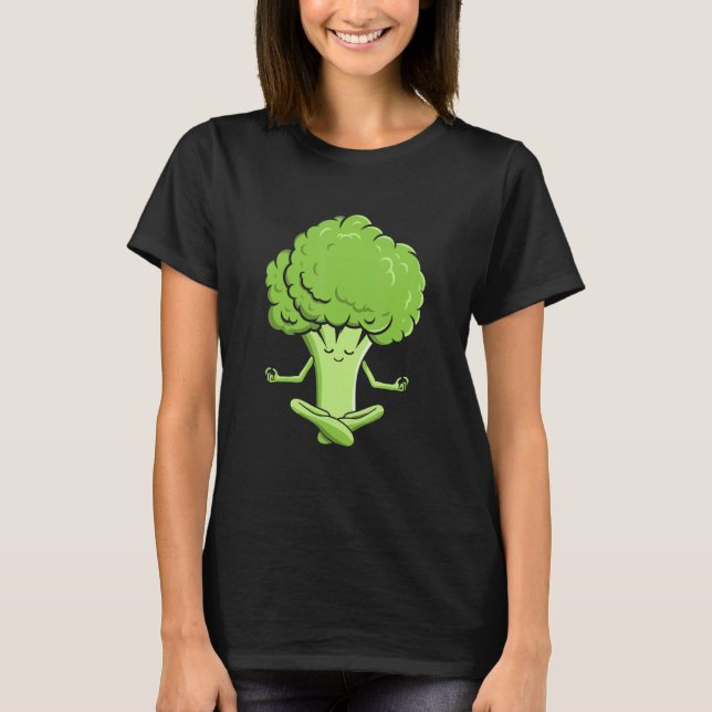 Namaste Broccoli Meditation Yoga Poses Broccoli T Shirt (Framsida)