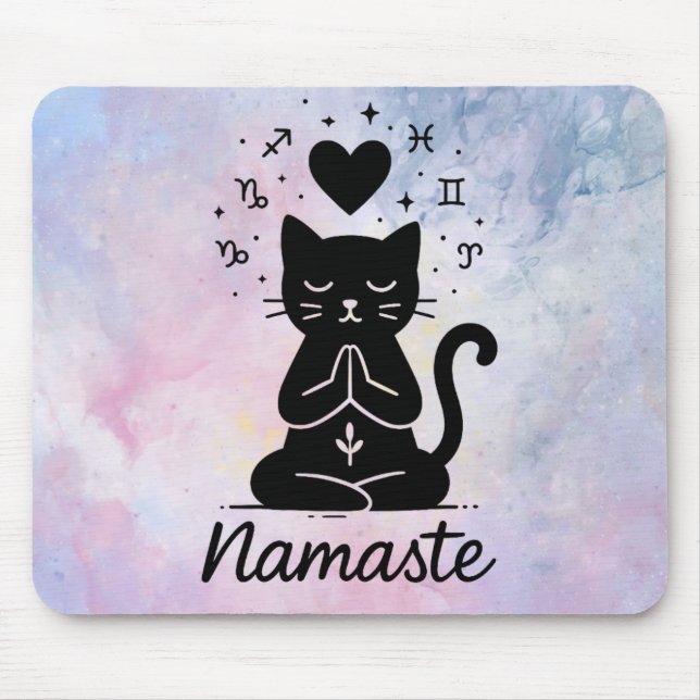 Namaste Cat Mousepad - Zen Yoga Cat Design Musmatta (Framsidan)