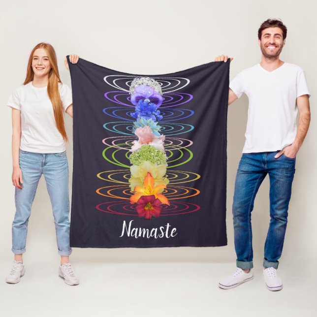 Namaste citat Chakra Flowers Zen Andlig Fleecefilt (På plats)