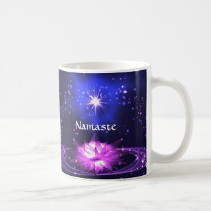 Namaste-citat Lila Kristall Lotus & Stjärna Mugg