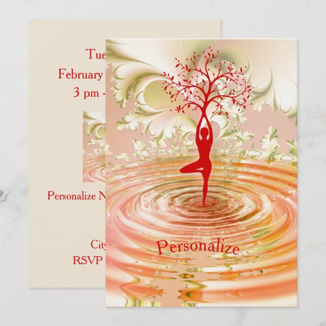 Namaste citat Livets träd Zen Yoga Inbjudningar (Fram/baksida)