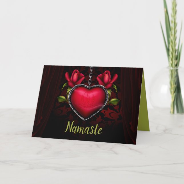 Namaste citat Tack Gothic Romantic Heart Kort (Framsida)