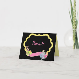 Namaste citat Tack Guld Ram Rosa Ribbon Kort