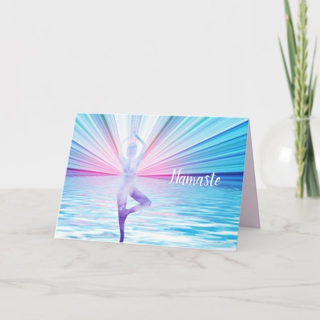 Namaste citat Tack Yoga Pose Livets träd Kort (Framsida)