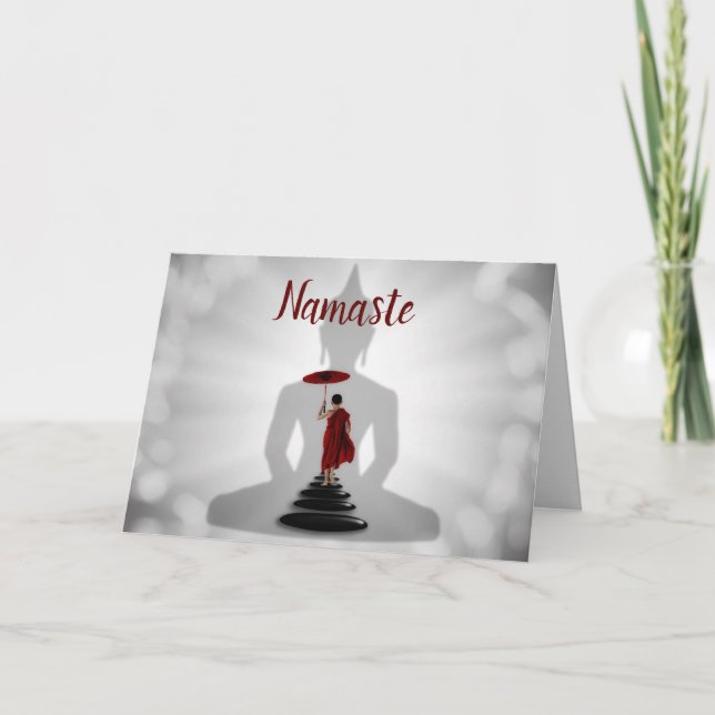 Namaste citat Tack Zen Buddha Munk Kort (Framsida)