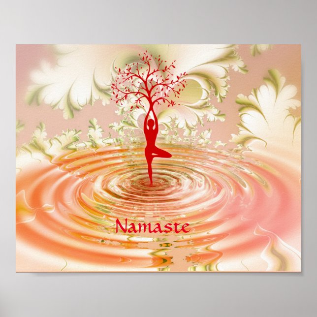 Namaste Citat Träd des Livet Zen Yoga Poster (Framsidan)