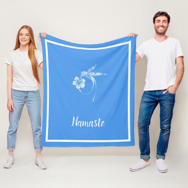 Namaste citat White Hummingbird Flower Petal Fleecefilt (På plats)