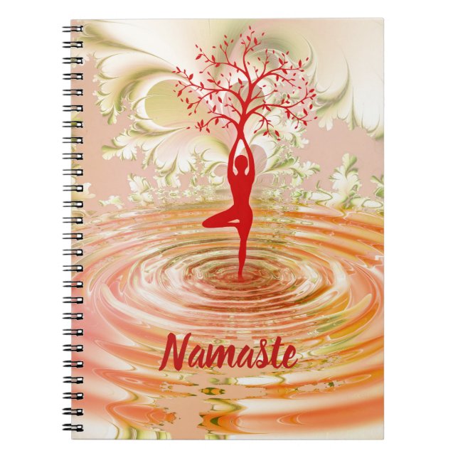 Namaste citat Yoga Livets träd Zen Anteckningsbok (Framsidan)