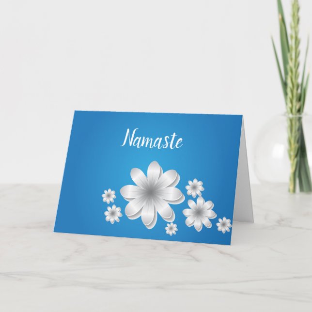 Namaste citattecken Tack Dainty White Flowers Kort (Framsida)