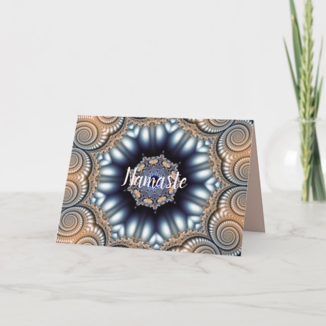 Namaste citattecken Tack Elegant Mandala Guld Blue Kort (Framsida)