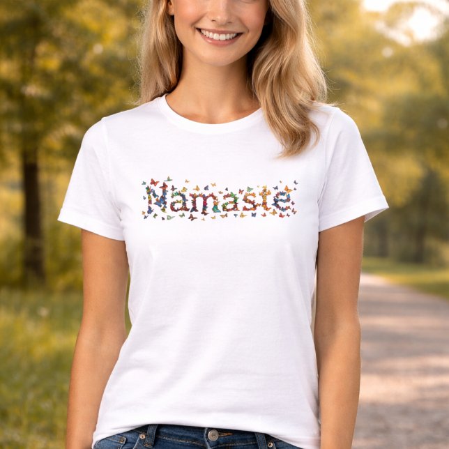 Namaste Colorful Butterfly Graphic Art -Yoga Lover T Shirt (Skapare uppladdad)