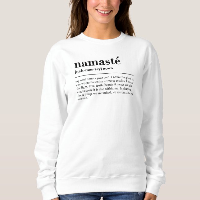 Namaste Definition Yoga Modern Minimal Meditation T Shirt (Framsida)