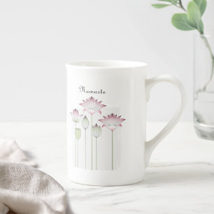 Namaste enkel modern Lotus Flower Benporslin Mugg