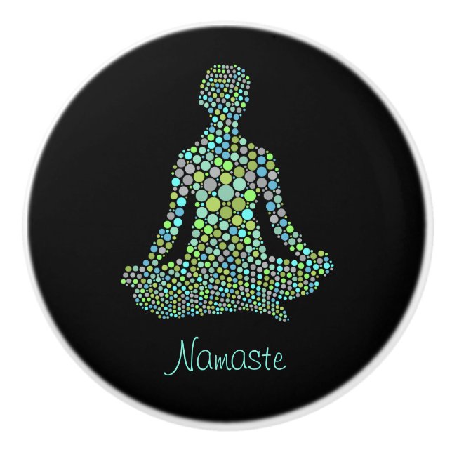 Namaste female halv Lotus Grönt Blue Lila Black Knopp (Framsidan)
