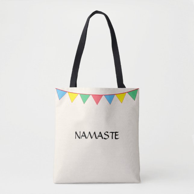 Namaste Flerfärgade flaggor på elfenben Tygkasse (Framsida)