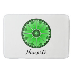 NAMASTE Flower Andlig Grönt Lotus Mandala White Badrumsmatta