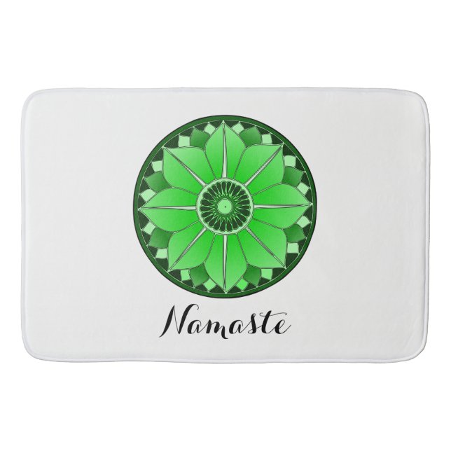 NAMASTE Flower Andlig Grönt Lotus Mandala White Badrumsmatta (Framsidan)