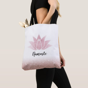 Namaste för lotusblommablommaYoga rosa guld- Tygkasse