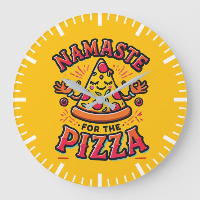 Namaste för Pizza - Funny Yoga Stor Klocka (Framsida)