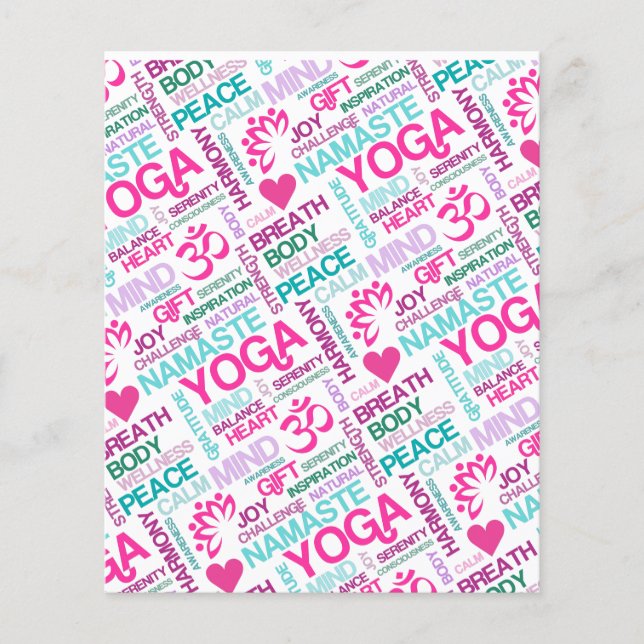 Namaste, fred och harmoni Rosa YOGA Mönster Flygblad (Framsidan)