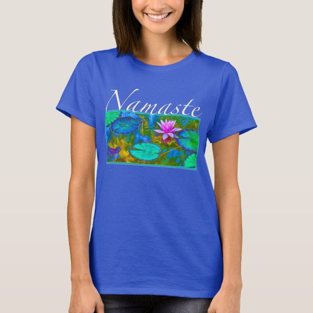 Namaste fred till dig elegant blomma för Yoga Tee Shirt (Framsida)