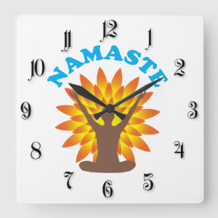 Namaste Fyrkantig Klocka