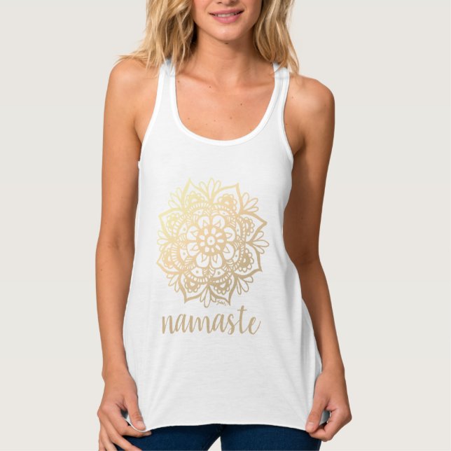 Namaste Guld Mandala Yoga-Tanktopet Linne Med Racerback (Framsida)