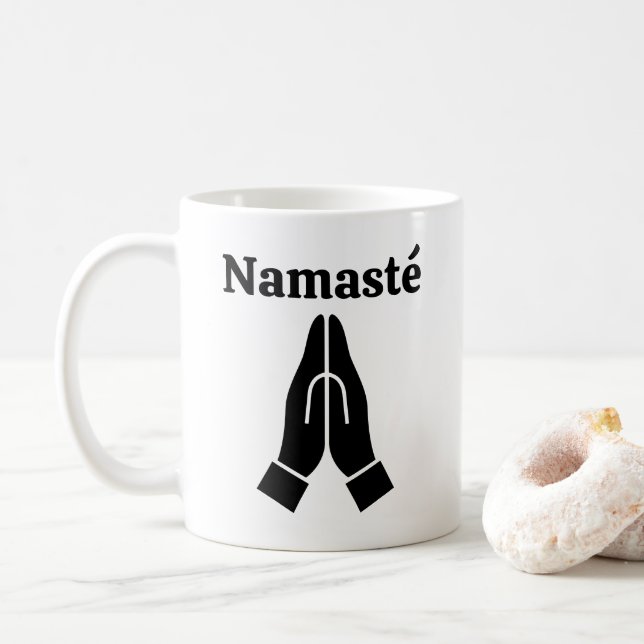 Namasté händer tillsammans hälsning-symbolkaffe mu kaffemugg (Med munk)