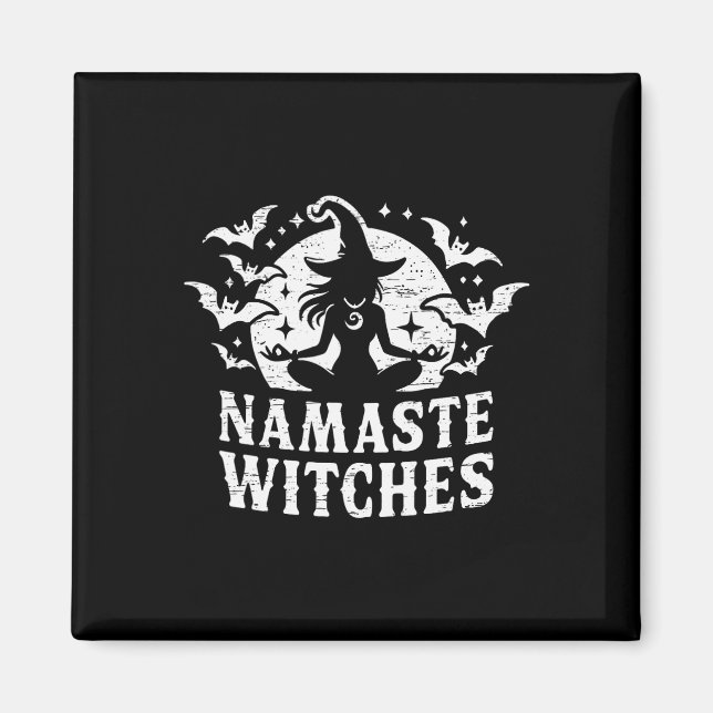 Namaste Häxor Yoga Halloween Meditation  Magnet (Framsidan)